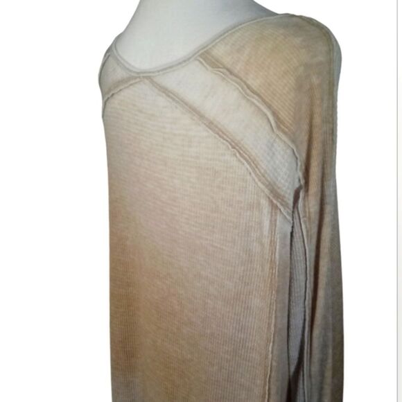 Free People Pacific Thermal Long Sleeve Rust Orange Waffle Knit Size Small - Picture 5 of 9